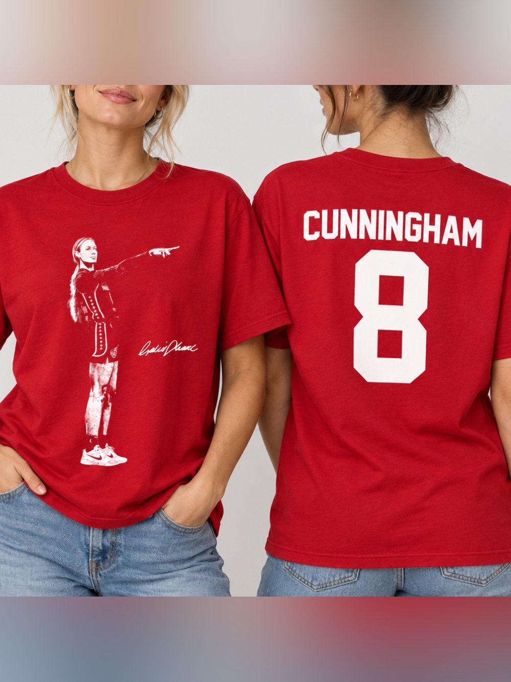 Sophie Cunningham Number 8 WNBA Basketball Phoenix Mercury Red T-Shirt